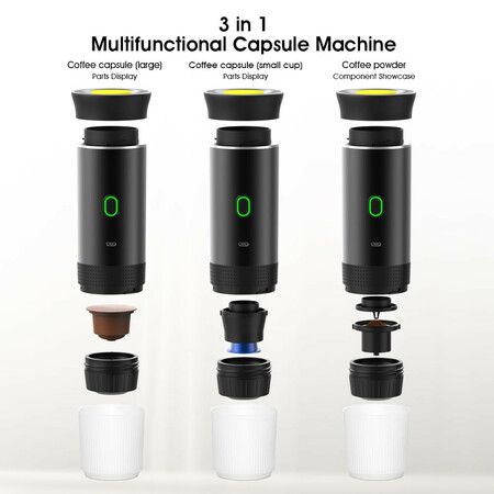 Portable Electric Espresso Mini Machine, Coffee Maker with Ground Coffee and NS Capsule for Machine, Perfect for Hiking,Camping,Office(White)