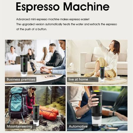 Portable Electric Espresso Mini Machine, Coffee Maker with Ground Coffee and NS Capsule for Machine, Perfect for Hiking,Camping,Office(White)