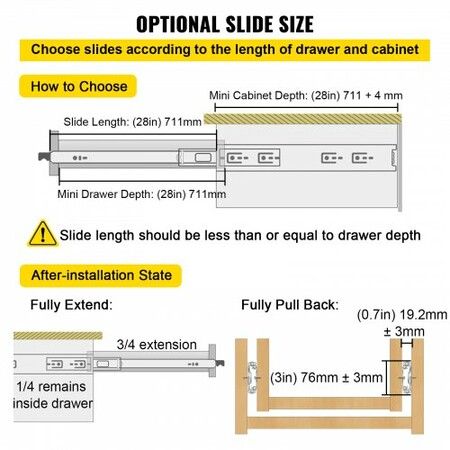 Drawer Slides with Lock 1 Pair 28 inch Heavy-Duty Industrial Steel up to 500 lbs Capacity 3-Fold Full Extension Ball Bearing Lock-in & Lock-Out Side Mount