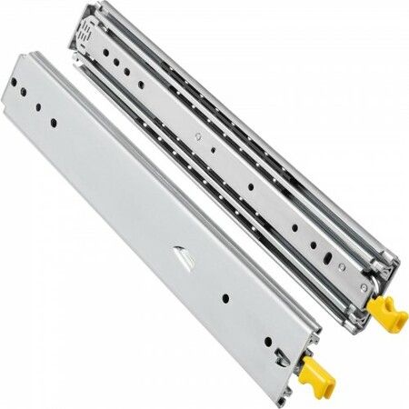 Drawer Slides with Lock 1 Pair 28 inch Heavy-Duty Industrial Steel up to 500 lbs Capacity 3-Fold Full Extension Ball Bearing Lock-in & Lock-Out Side Mount