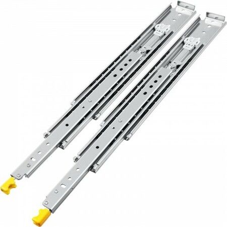 Drawer Slides with Lock 1 Pair 28 inch Heavy-Duty Industrial Steel up to 500 lbs Capacity 3-Fold Full Extension Ball Bearing Lock-in & Lock-Out Side Mount