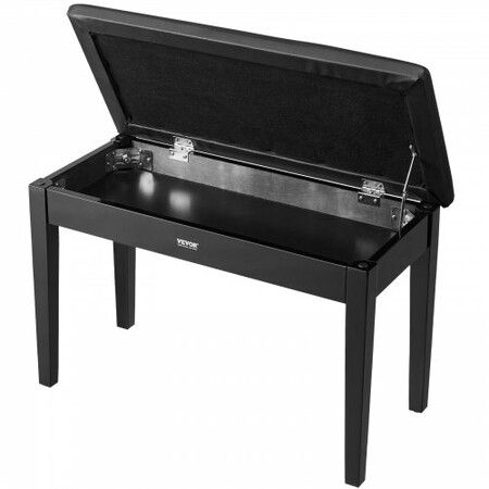 Duet Piano Keyboard Bench Storage Padded Seat Wooden Vanity Bookcase Stool