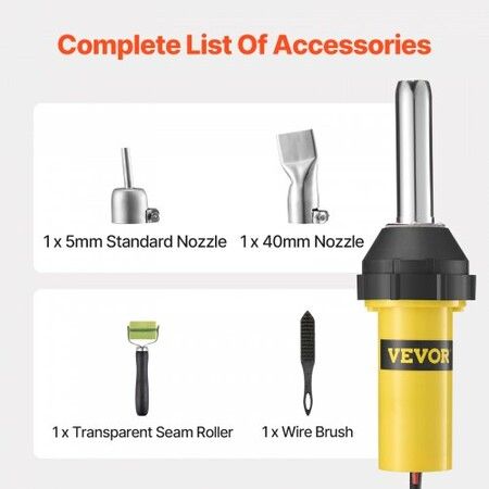 Hot Air Plastic Welder 1000W PVC TPO Vinyl Heat Gun Torch & 4 Accessories