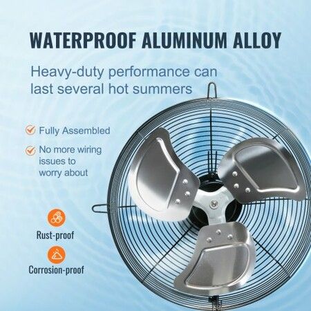 Shutter Exhaust Fan 305 mm High-speed 1400RPM 1084 CFM Aluminum Wall Mount Attic Fan with AC-motor Ventilation and Cooling