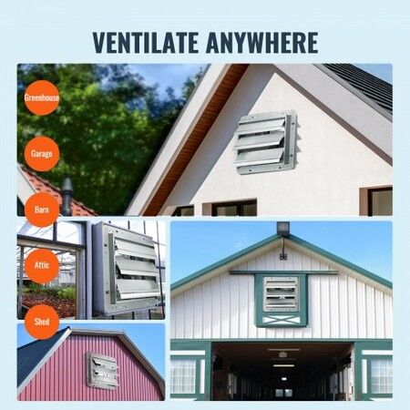 Shutter Exhaust Fan 305 mm High-speed 1400RPM 1084 CFM Aluminum Wall Mount Attic Fan with AC-motor Ventilation and Cooling