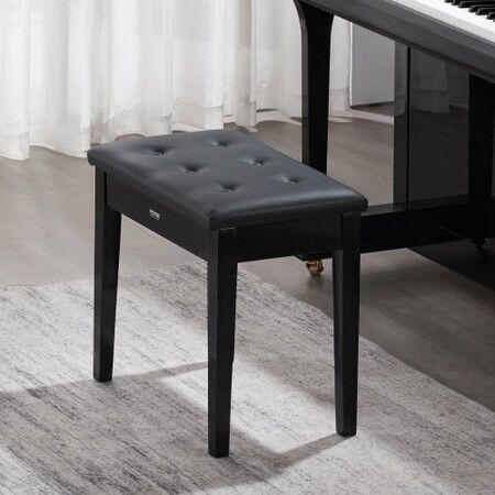 Piano Keyboard Bench Storage Padded Seat Wooden Vanity Bookcase Stool