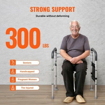 Foldable Toilet Safety Rail Toilet Rail with Non-Slip Handles for Seniors