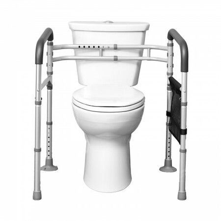 Foldable Toilet Safety Rail Toilet Rail with Non-Slip Handles for Seniors