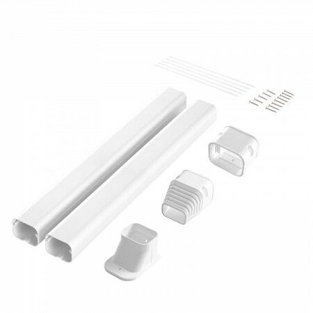 Mini Split Line Set Cover 76.2mm W 2270mm L PVC Decorative Pipe Line Cover For Air Conditioner with 2 Straight Ducts & Full Components Easy to Install