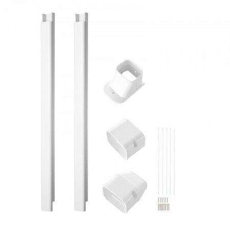Mini Split Line Set Cover 76.2mm W 2270mm L PVC Decorative Pipe Line Cover For Air Conditioner with 2 Straight Ducts & Full Components Easy to Install