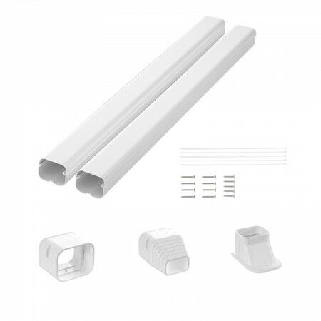 Mini Split Line Set Cover 76.2mm W 2270mm L PVC Decorative Pipe Line Cover For Air Conditioner with 2 Straight Ducts & Full Components Easy to Install