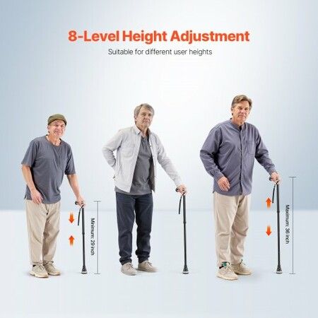 Walking Cane for Man Woman Folding Walking Stick 8-Level Adjustable Height