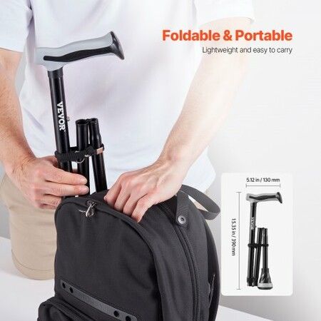 Walking Cane for Man Woman Folding Walking Stick 8-Level Adjustable Height