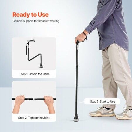 Walking Cane for Man Woman Folding Walking Stick 8-Level Adjustable Height