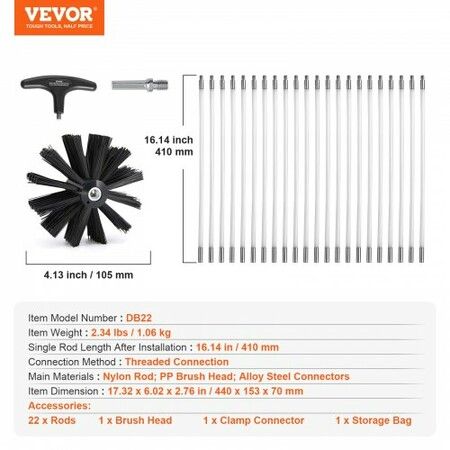 914.4CM Dryer Vent Cleaner Kit 22 Pieces Duct Cleaning Brush Reinforced Nylon Dryer Vent Brush Dryer Cleaning Tools Lint Remover with Flexible Lint Trap