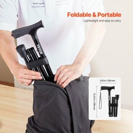 Walking Cane for Man Woman Folding Walking Stick 5-Level Adjustable Height