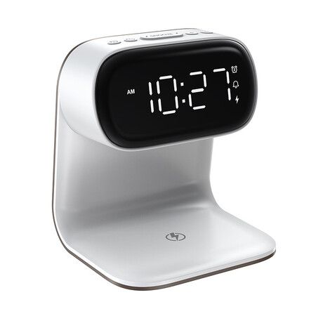 Bedside Lamp with Clock,Touch Lamp with Alarm Clock with 10W Wireless Charging,LED Desk Lamp Dimmable Nightstand for Bedroom Home And Office
