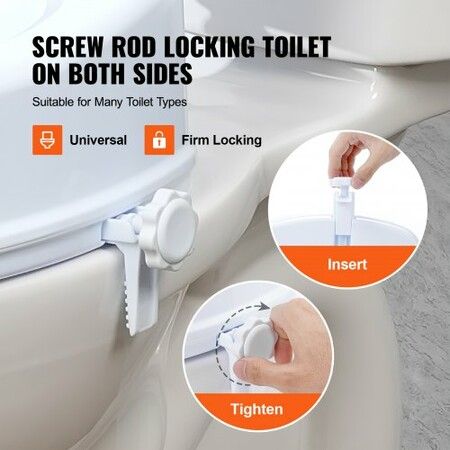 Raised Toilet Seat 125mm Height Raised 136 kg Weight Capacity Universal Toilet Seat Riser Screw Rod Locking with Toilet Seat for Elderly Handicap Patient