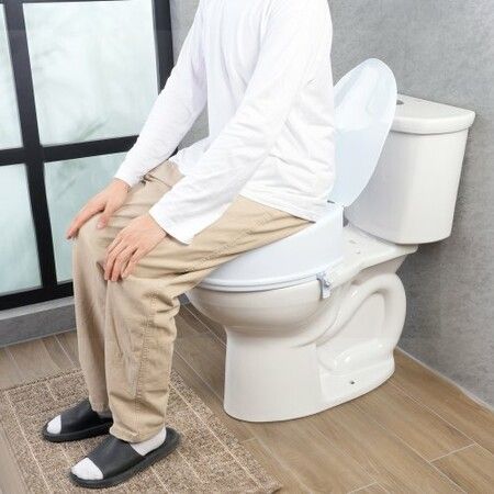 Raised Toilet Seat 125mm Height Raised 136 kg Weight Capacity Universal Toilet Seat Riser Screw Rod Locking with Toilet Seat for Elderly Handicap Patient