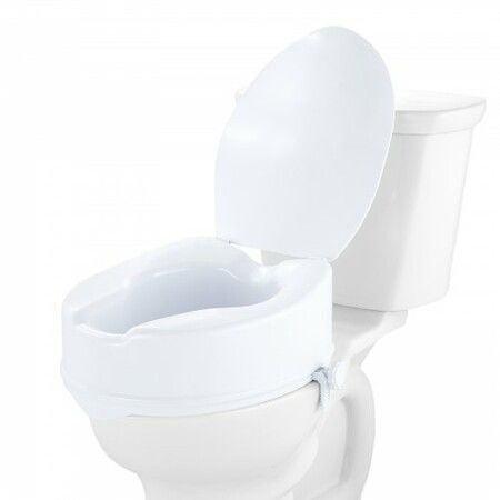 Raised Toilet Seat 125mm Height Raised 136 kg Weight Capacity Universal Toilet Seat Riser Screw Rod Locking with Toilet Seat for Elderly Handicap Patient