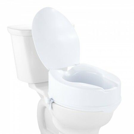 Raised Toilet Seat 125mm Height Raised 136 kg Weight Capacity Universal Toilet Seat Riser Screw Rod Locking with Toilet Seat for Elderly Handicap Patient