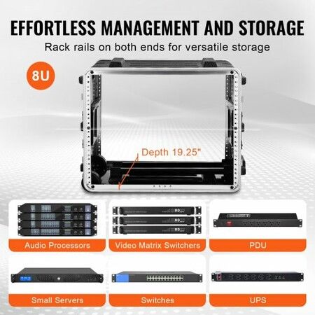8U Rack Case Server Rack Cabinet 488.95 mm with ABS Construction Handle