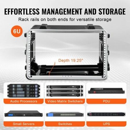 6U Rack Case Server Rack Cabinet 488.95 mm with ABS Construction Handle