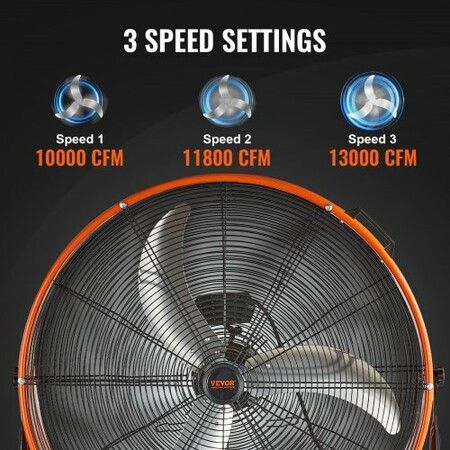 Drum Fan 30 Inch High Velocity Industrial Use 3-Speed 13000CFM for Warehouse