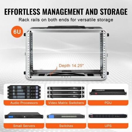 6U Rack Case Server Rack Cabinet 361.95 mm with ABS Construction Handle