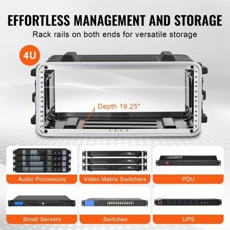 4U Rack Case Server Rack Cabinet 488.95 mm with ABS Construction Handle