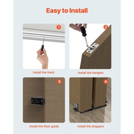 Bypass Door Hardware 1.83m Bypass Closet Door Track Kit for 2 Door System