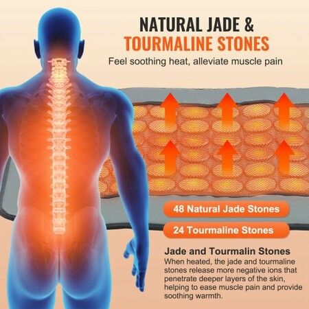 Far Infrared Heating Pad 48 Natural Jade & 24 Tourmaline Stone Heating Pad