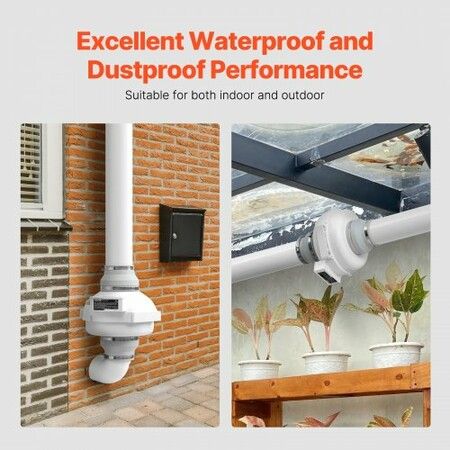 4 inches to 4.5 inches Radon Mitigation Fan System Quiet 380CFM Inline Duct Waterproof