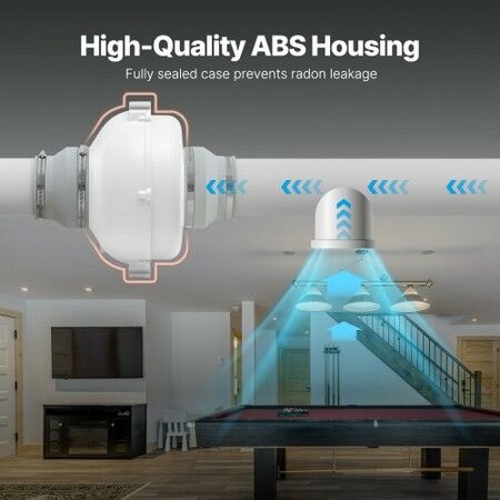 4 inches to 4.5 inches Radon Mitigation Fan System Quiet 380CFM Inline Duct Waterproof