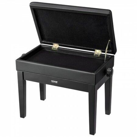 Adjustable Piano Keyboard Bench Storage Padded Seat Wooden Bookcase Stool