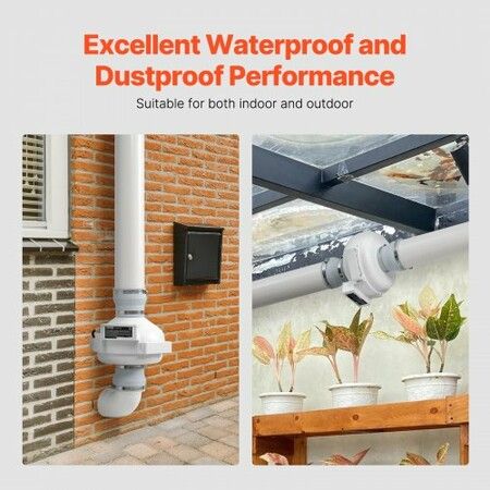 4 inches to 4.5 inches Radon Mitigation Fan System Quiet 190CFM Inline Duct Waterproof