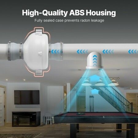 4 inches to 4.5 inches Radon Mitigation Fan System Quiet 190CFM Inline Duct Waterproof
