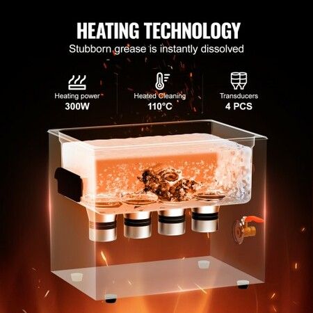 10L Ultrasonic Cleaner with Heater Timer & Basket Digital Sonic Machine