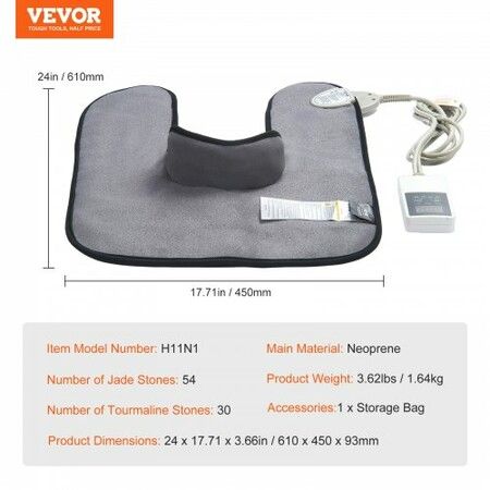 Far Infrared Heating Pad 54 Natural Jade & 30 Tourmaline Stone Heating Pad