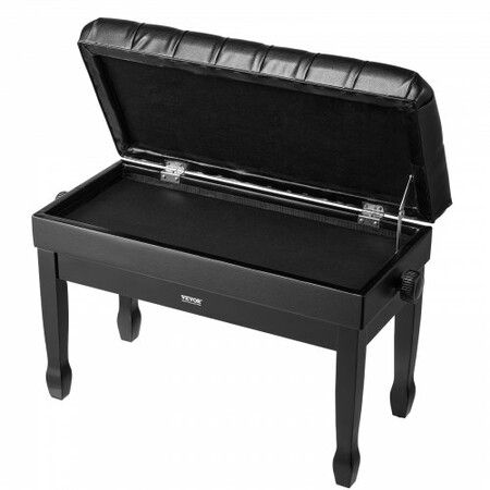 Adjustable Piano Keyboard Bench Storage Padded Seat Wooden Bookcase Stool
