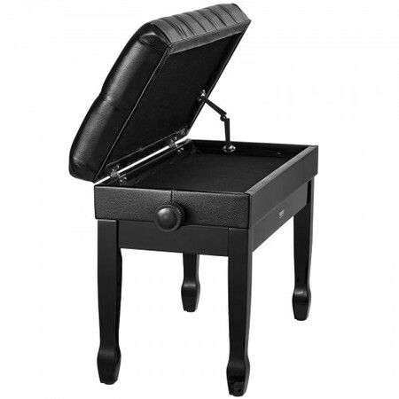 Adjustable Piano Keyboard Bench Storage Padded Seat Wooden Bookcase Stool