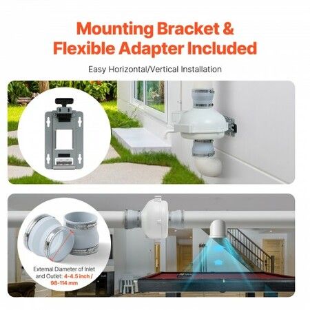 4 inches to 4.5 inches Radon Mitigation Fan System Kit Quiet 190 CFM Inline Duct Fan
