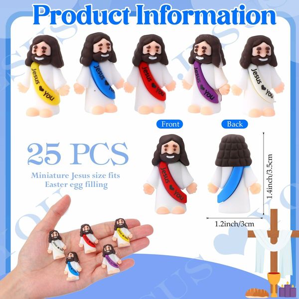 25 Pcs Little Jesus Figures Original Design Jesus Love You Mini Rubber Jesus Toys to Hide and Seek Religious Party Favors Sunday School Baptism Gifts