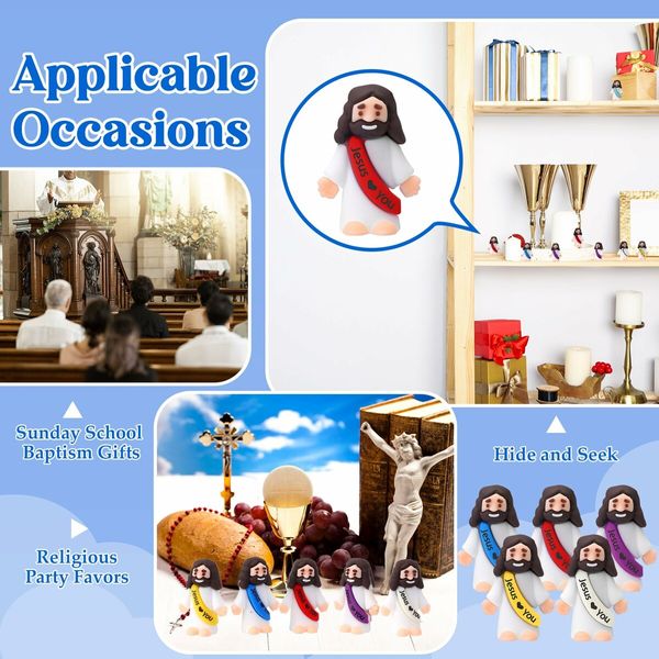 25 Pcs Little Jesus Figures Original Design Jesus Love You Mini Rubber Jesus Toys to Hide and Seek Religious Party Favors Sunday School Baptism Gifts