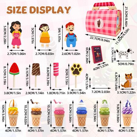 Ice Cream Shop wooden Set Baby Character Tea Party Toys Educational Dessert Simulation Set for Afternoon Fun
