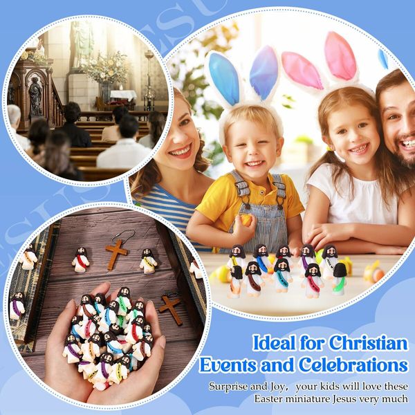 50 Pcs Mini Jesus Figures Easter Jesus Loves You Jesus Toys Little Jesus Figures to Hide and Seek Sunday School Party Favors Gift for Easter Egg Stuffers