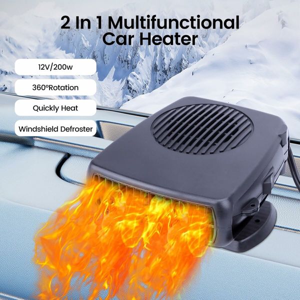Car Heater,Portable Electronic Auto Fan Heater 12V 200W 2 in 1 Heating/Cooling Function Fast Heating Car Defrost Defogger