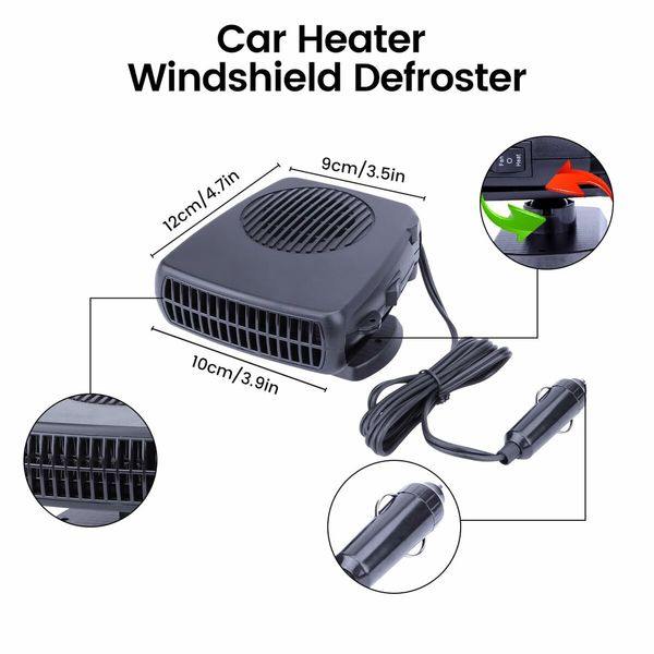 Car Heater,Portable Electronic Auto Fan Heater 12V 200W 2 in 1 Heating/Cooling Function Fast Heating Car Defrost Defogger