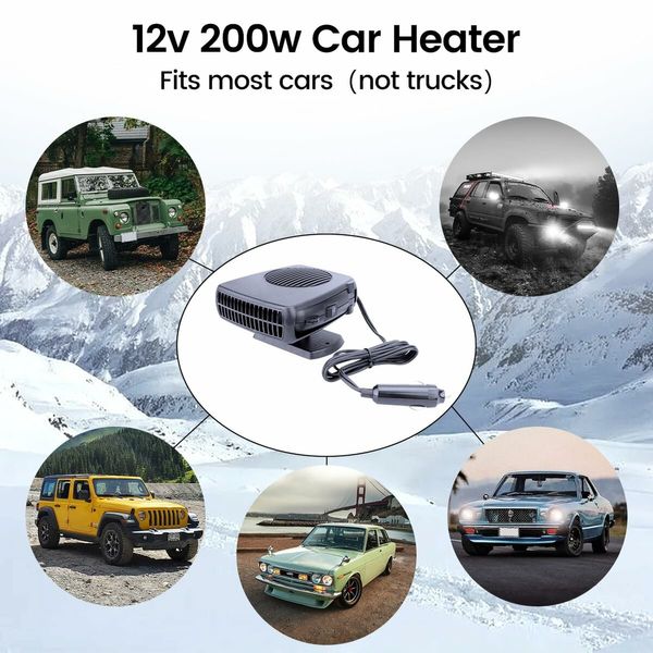 Car Heater,Portable Electronic Auto Fan Heater 12V 200W 2 in 1 Heating/Cooling Function Fast Heating Car Defrost Defogger