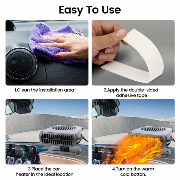 Car Heater,Portable Electronic Auto Fan Heater 12V 200W 2 in 1 Heating/Cooling Function Fast Heating Car Defrost Defogger